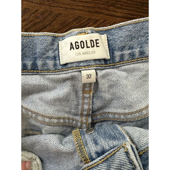 AGOLDE 32 Cotton Relaxed Frayed Hem High Rise Cutoff Shorts - Picture 5 of 9